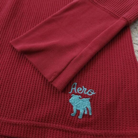 y2K 2010s Aeropostale Long Henley Thermal Elena Gilbert Bella Swan Top sz M - Picture 8 of 8